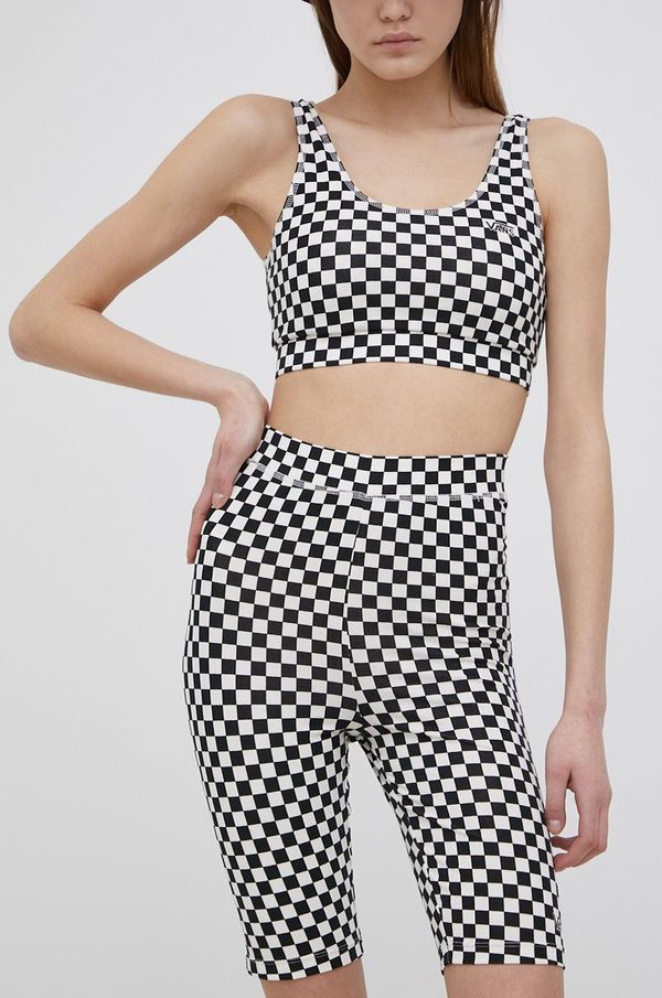 Vans Pamučne kratke hlače Vans za žene, s uzorkom, visoki struk, VN0A7PNE56M1-BLACKWHITE