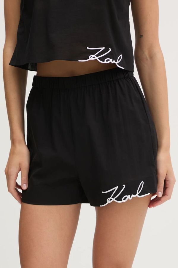 Karl Lagerfeld Pamučne kratke hlače za plažu Karl Lagerfeld boja: crna, A1W46038
