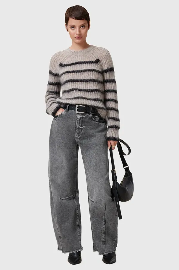 AllSaints Pamučne traperice AllSaints JETT za žene, boja: siva, W043EC