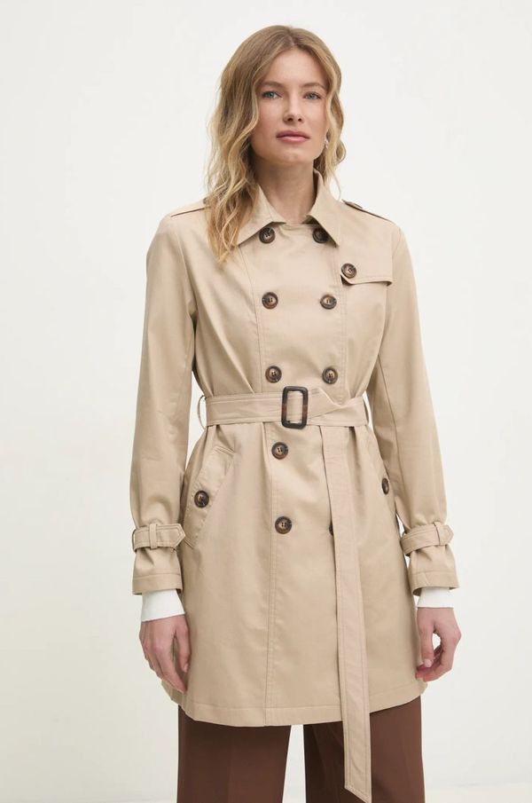 Answear Lab Pamučni baloner Answear Lab boja: bež, za prijelazno razdoblje, kopčanje u dva reda