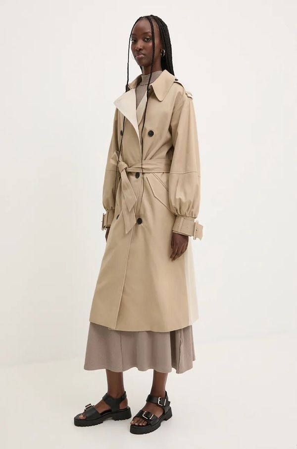 Desigual Pamučni baloner Desigual COLONIA boja: bež, za prijelazno razdoblje, oversize, 24WWEWBS