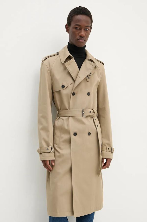 The Kooples Pamučni baloner The Kooples boja: bež, za prijelazno razdoblje, kopčanje u dva reda, HTRE29001K