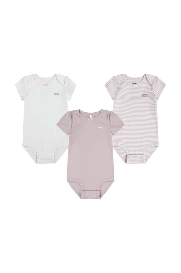 Levi's Pamučni bodi za bebe Levi's LVG 3PK BOW BODYSUIT SET 3-pack