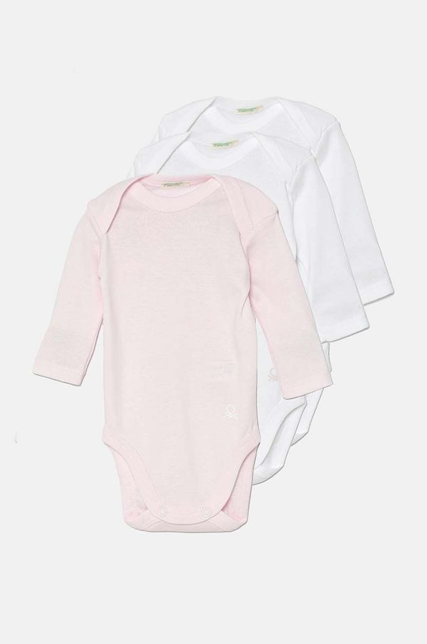 United Colors of Benetton Pamučni bodi za bebe United Colors of Benetton 3-pack 3GI70B089