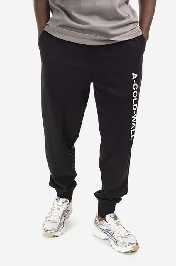 A-COLD-WALL* Pamučni donji dio trenirke A-COLD-WALL* Essential Logo Sweatpants boja: crna, s tiskom, ACWMB148.-BLACK