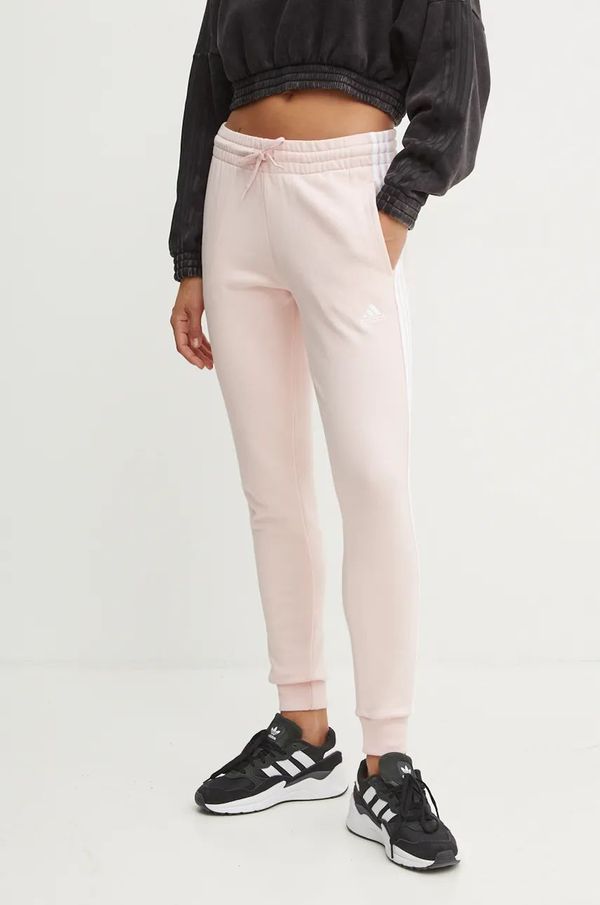 adidas Pamučni donji dio trenirke adidas Essentials boja: ružičasta, s aplikacijom, JH3689