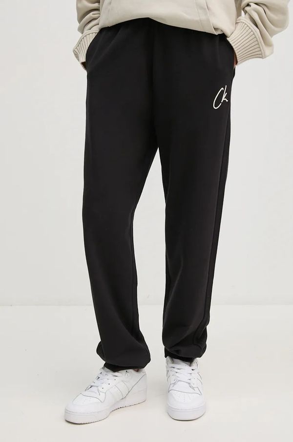 Calvin Klein Jeans Pamučni donji dio trenirke Calvin Klein Jeans boja: crna, bez uzorka, J20J224441