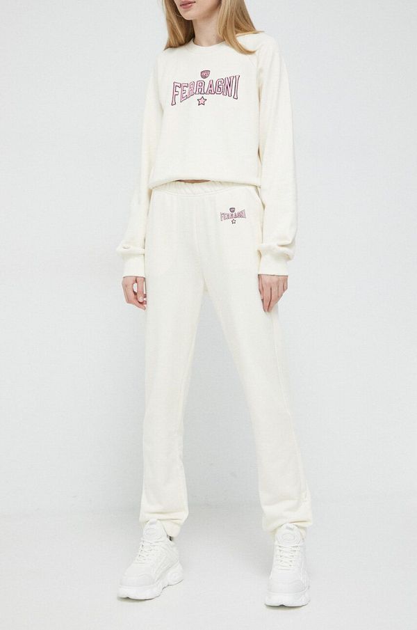 Chiara Ferragni Pamučni donji dio trenirke Chiara Ferragni boja: bež, glatki materijal