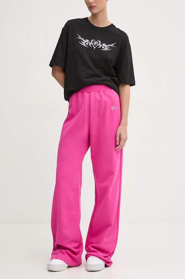 Chiara Ferragni Pamučni donji dio trenirke Chiara Ferragni boja: ružičasta, bez uzorka, 77CBAK03