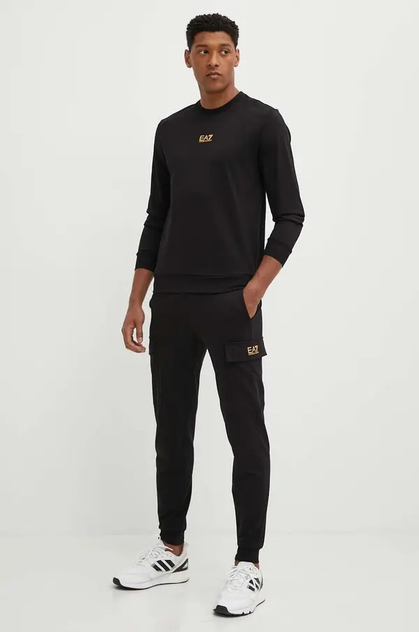 EA7 Emporio Armani Pamučni donji dio trenirke EA7 Emporio Armani boja: crna, s tiskom, PJVRZ.8NPP67