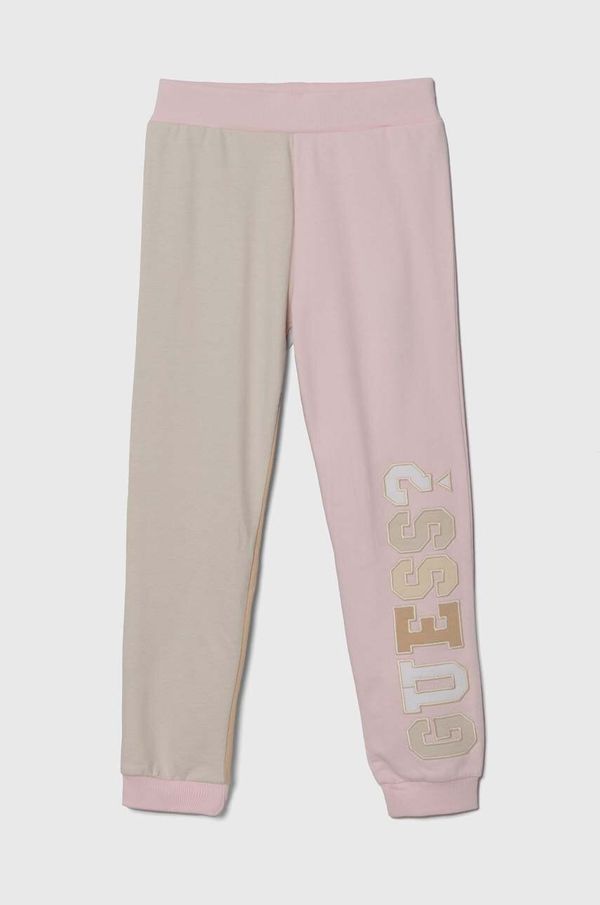 Guess Pamučni donji dio trenirke Guess boja: bež, s aplikacijom, J4YQ14 KA6R3