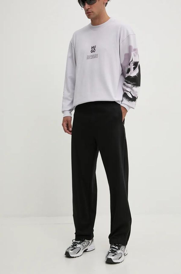 Hugo Pamučni donji dio trenirke HUGO boja: crna, bez uzorka, 50521796