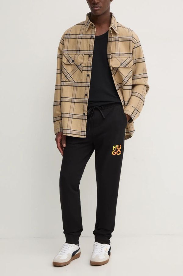 Hugo Pamučni donji dio trenirke HUGO boja: crna, s tiskom, 50522127