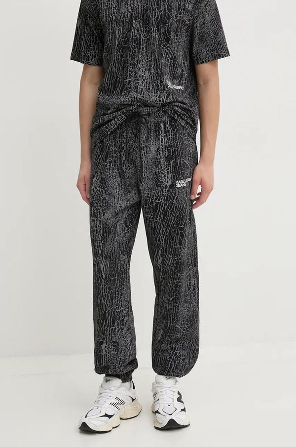Karl Lagerfeld Jeans Pamučni donji dio trenirke Karl Lagerfeld Jeans boja: siva, s uzorkom, 246D1005
