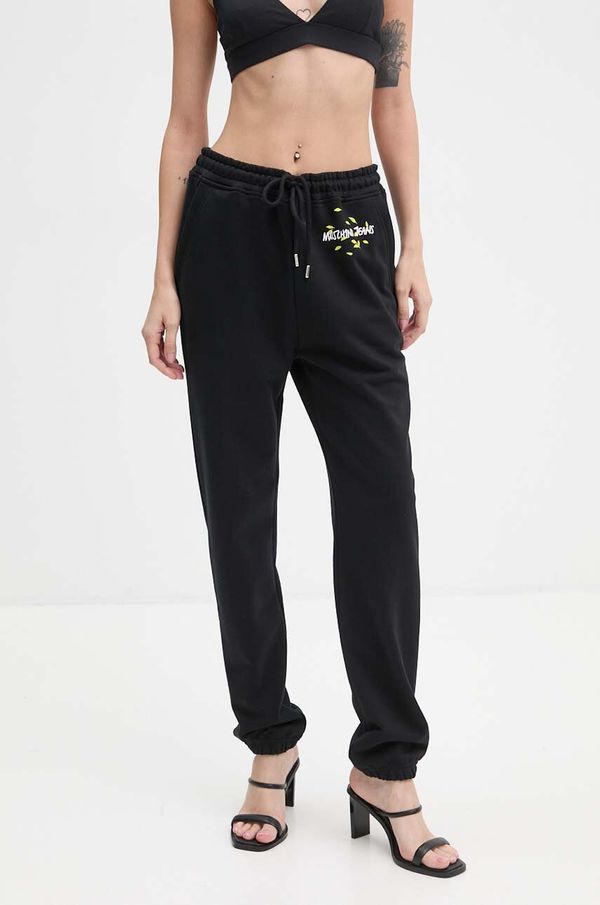 Moschino Jeans Pamučni donji dio trenirke Moschino Jeans boja: crna, J0319 8732