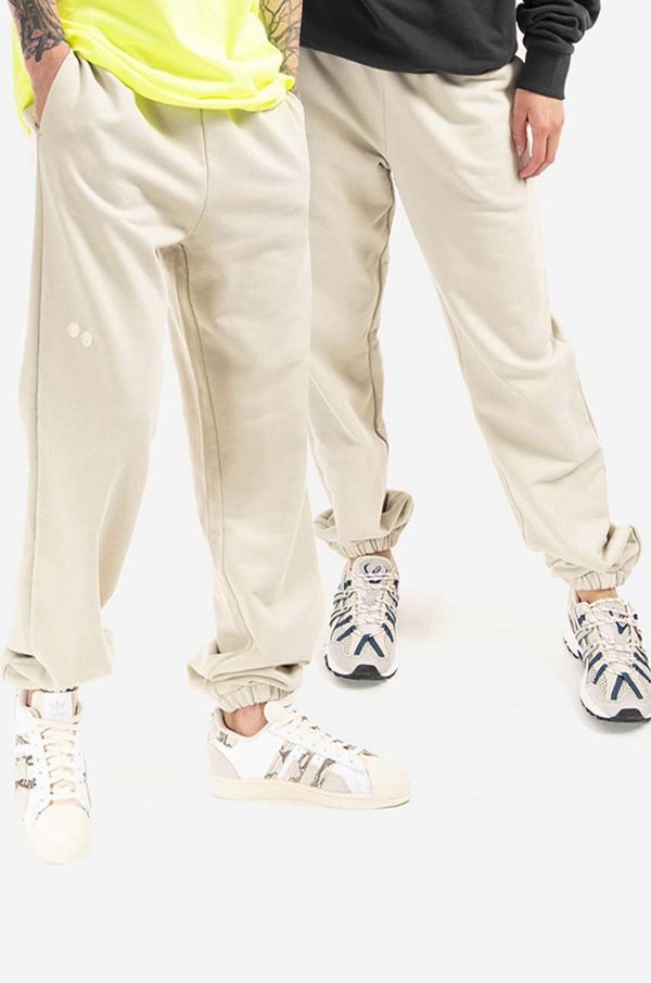 PinqPonq Pamučni donji dio trenirke PinqPonq boja: bež, srednje visoki struk