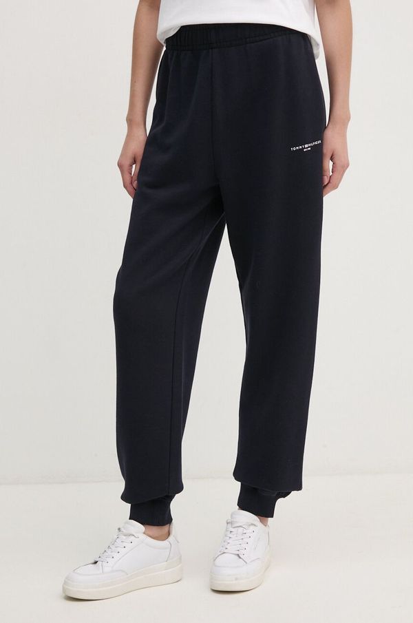 Tommy Hilfiger Pamučni donji dio trenirke Tommy Hilfiger boja: tamno plava, bez uzorka, WW0WW42883