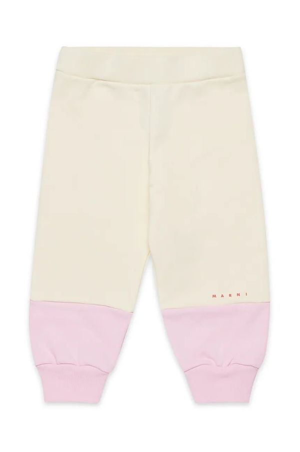 Marni Pamučni donji dio trenirke za bebe Marni MP174B TROUSERS boja: ružičasta, bez uzorka, M01390