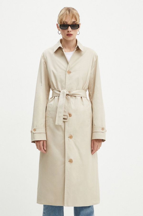 Moschino Jeans Pamučni kaput Moschino Jeans boja: bež, za prijelazno razdoblje, 0623.8219