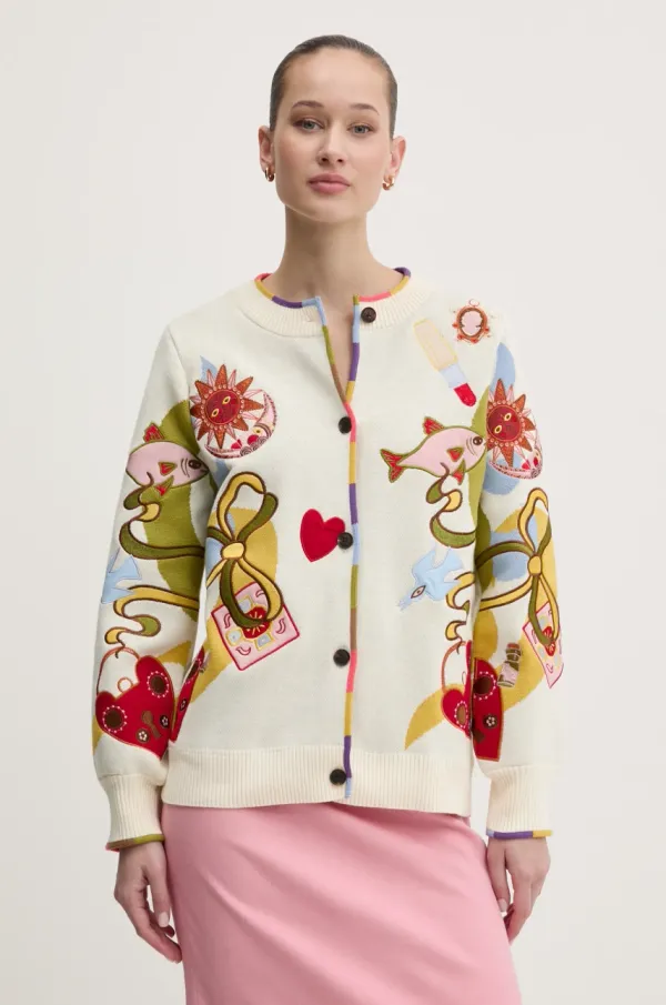 Never Fully Dressed Pamučni kardigan Never Fully Dressed boja: bež, NFDKN571