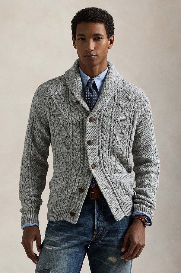 Polo Ralph Lauren Pamučni kardigan Polo Ralph Lauren boja: siva, 710948859