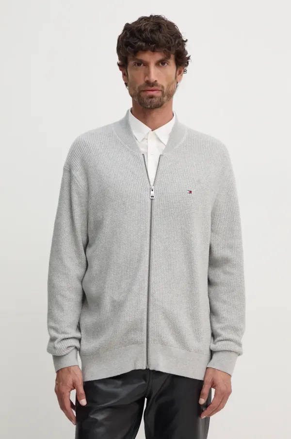 Tommy Hilfiger Pamučni kardigan Tommy Hilfiger boja: siva, MW0MW37329