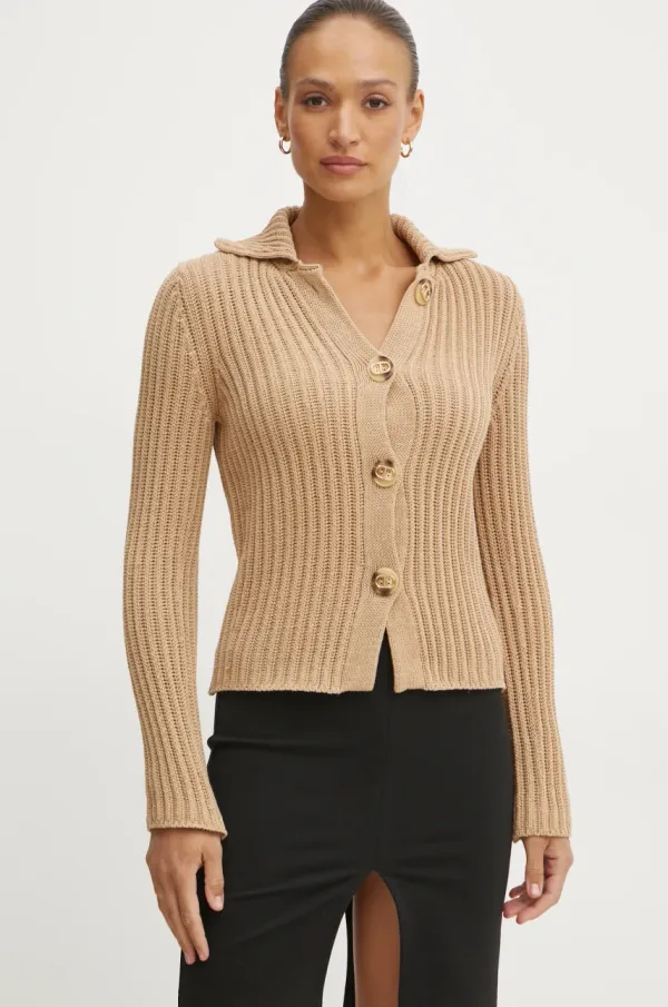 Twinset Pamučni kardigan Twinset boja: bež, topli, 251TP3380