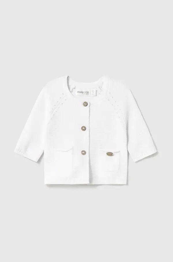 Mayoral Newborn Pamučni kardigan za bebe Mayoral Newborn boja: bijela, lagani, 1307