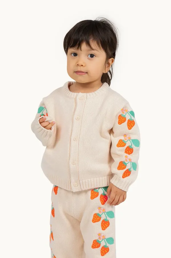Tinycottons Pamučni kardigan za bebe Tinycottons STRAWBERRIES BABY CARDIGAN boja: bež, SS25-302