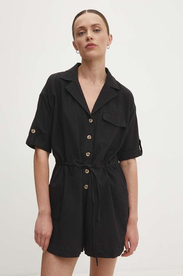 Answear Lab Pamučni kominezon Answear Lab boja: crna, pamučni, s v izrezom