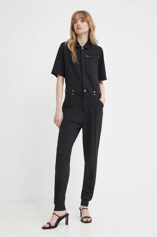 G-Star Raw Pamučni kominezon G-Star Raw boja: crna, pamučni, s ovratnikom