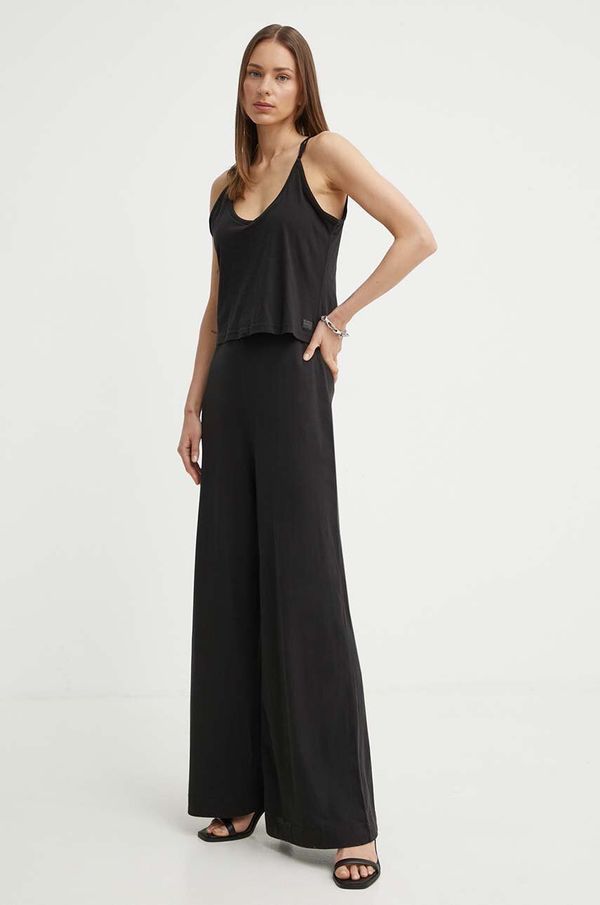 G-Star Raw Pamučni kominezon G-Star Raw boja: crna, pamučni, s v izrezom, D24576-C532