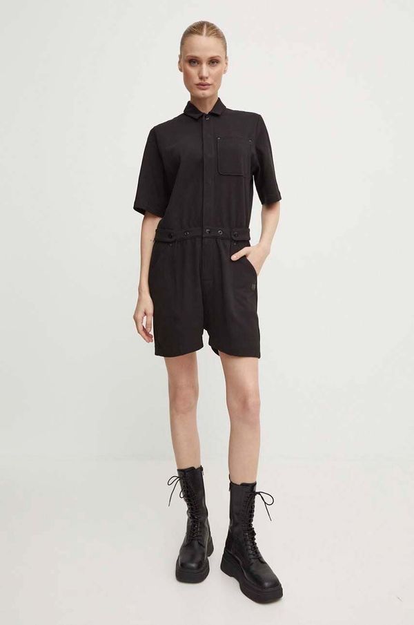 G-Star Raw Pamučni kominezon G-Star Raw boja: crna, s ovratnikom, D24577-D275