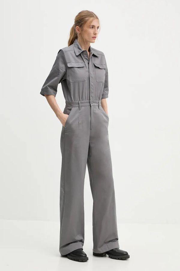 G-Star Raw Pamučni kominezon G-Star Raw boja: siva, pamučni, s ovratnikom, D24588-D766