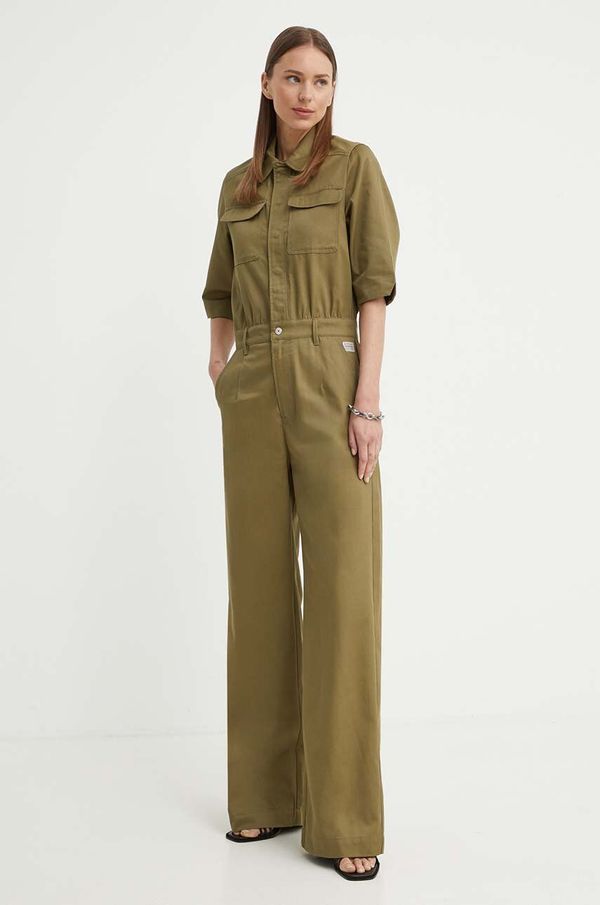 G-Star Raw Pamučni kominezon G-Star Raw boja: zelena, pamučni, s ovratnikom, D24588-C962