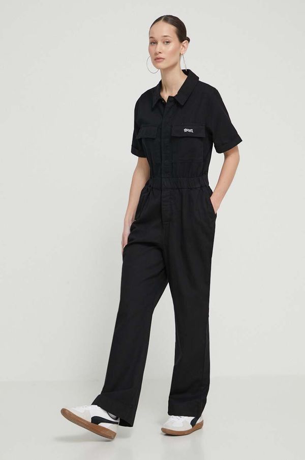 Rip Curl Pamučni kominezon Rip Curl boja: crna, pamučni, s ovratnikom