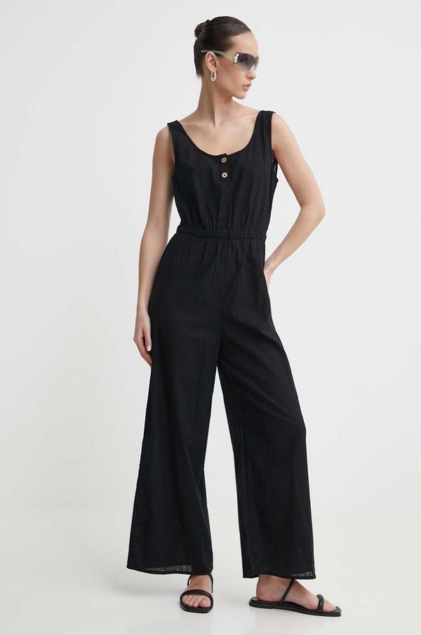 Roxy Pamučni kominezon Roxy boja: crna, pamučni, s okruglim izrezom, ERJX603387