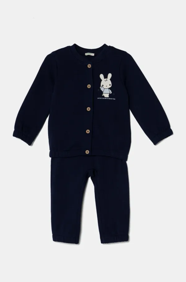 United Colors of Benetton Pamučni komplet trenirke za bebe United Colors of Benetton boja: tamno plava, 3J70AK012