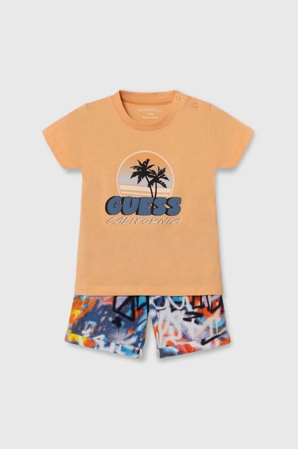 Guess Pamučni komplet za bebe Guess boja: narančasta