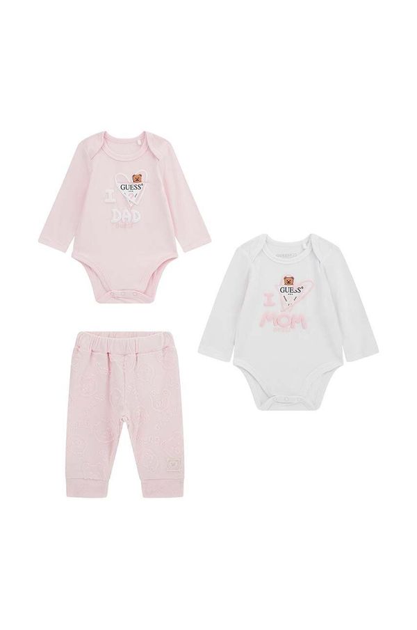 Guess Pamučni komplet za bebe Guess boja: ružičasta