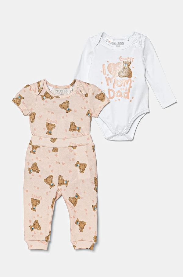 Guess Pamučni komplet za bebe Guess boja: ružičasta, S5RG08 KA6W4
