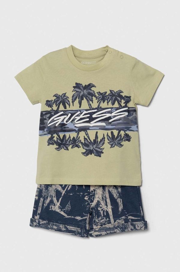 Guess Pamučni komplet za bebe Guess boja: zelena