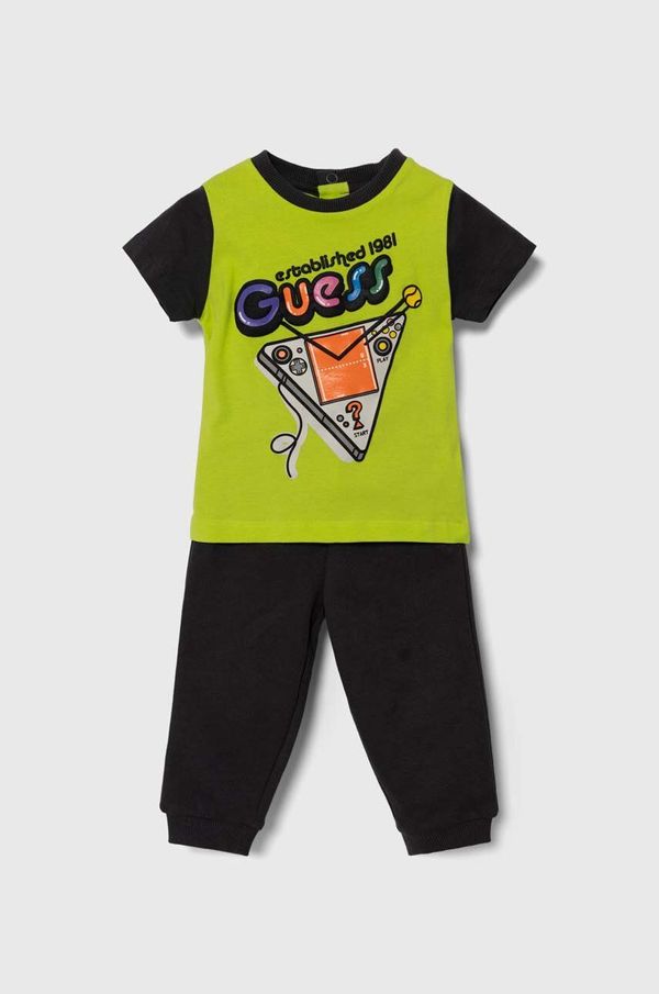 Guess Pamučni komplet za bebe Guess boja: zelena