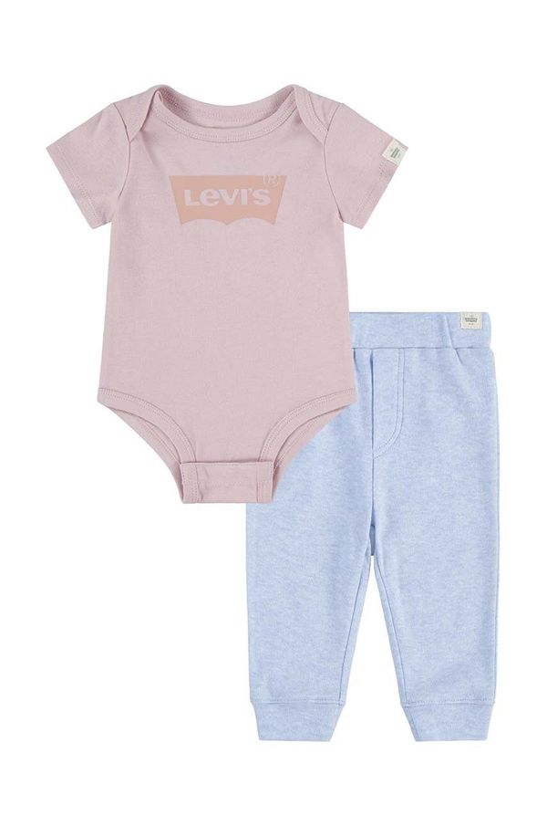 Levi's Pamučni komplet za bebe Levi's LVN BATWING BODYSUIT SET boja: narančasta