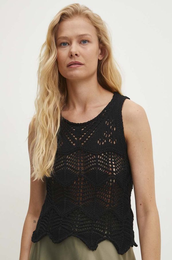 Answear Lab Pamučni prsluk Answear Lab boja: crna