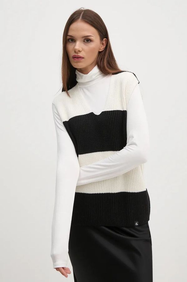 Calvin Klein Jeans Pamučni prsluk Calvin Klein Jeans boja: crna, topli, J20J224663