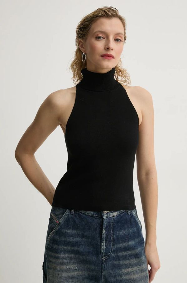 G-Star Raw Pamučni prsluk G-Star Raw boja: crna, lagani, s dolčevitom, D26410-D487