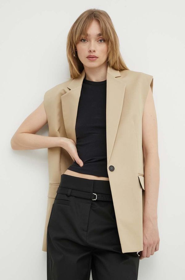 IRO Pamučni prsluk IRO boja: bež, jednoredno zakopčavanje