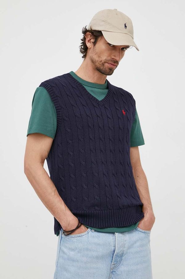 Polo Ralph Lauren Pamučni prsluk Polo Ralph Lauren boja: tamno plava