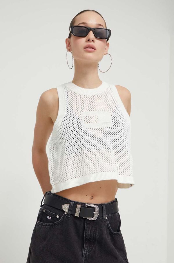 Tommy Jeans Pamučni prsluk Tommy Jeans boja: bež, DW0DW18336